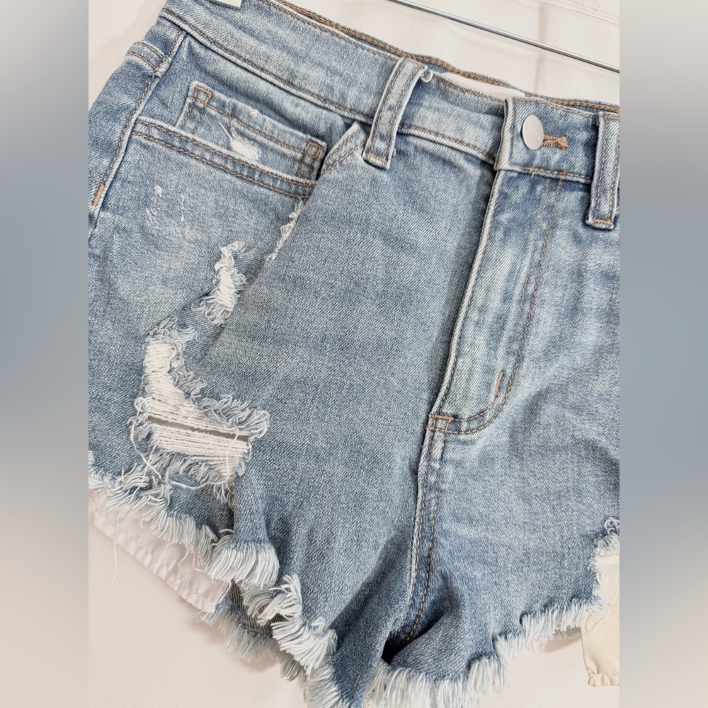 PINK Victoria’s Secret High Rise Destroyed Cut Off Jean Shorts Size 2 - Picture 2 of 9